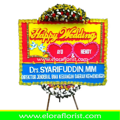 Bunga Papan Happy Wedding Jakarta Barat EJKTW-011