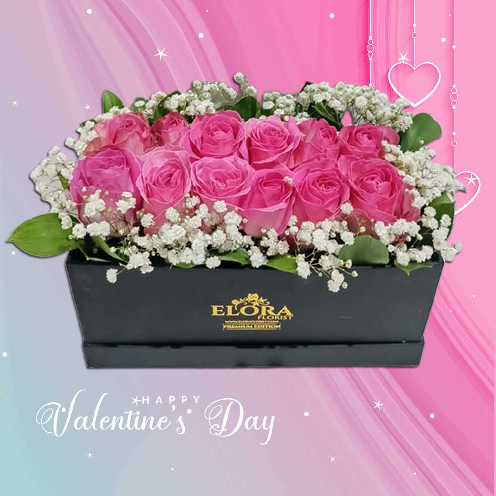 Bloom Box Kotak Bunga-Mawar Pink Val-014